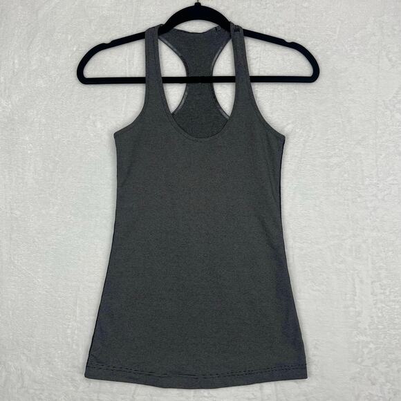 Lululemon Cool Racerback Tank Top Women’s Sz S/4 White Black Microstripe W1256S - Picture 5 of 12